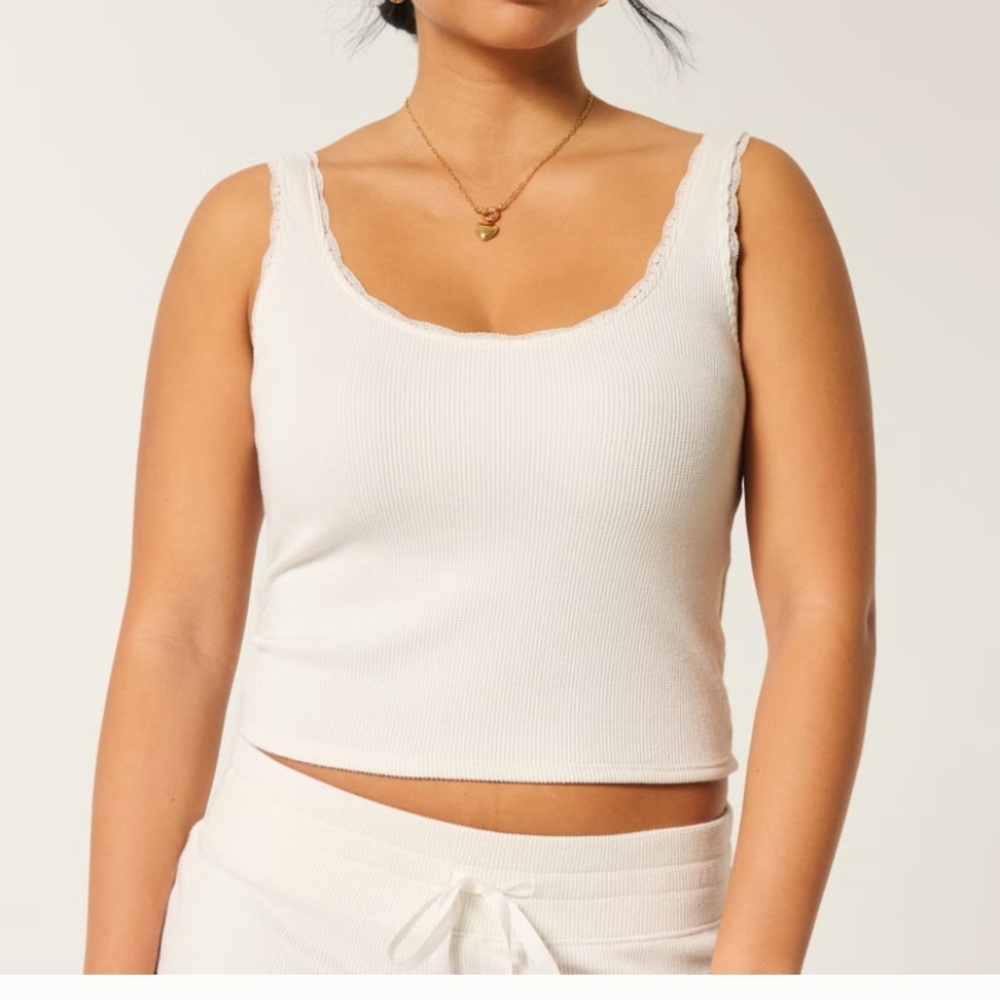 Hollister White Ribbed Tank Top